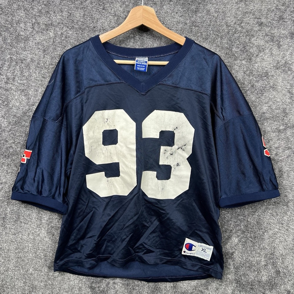 Vintage Y2K Champion Made In USA Blue White #93 Football Jersey Blank Men's XL